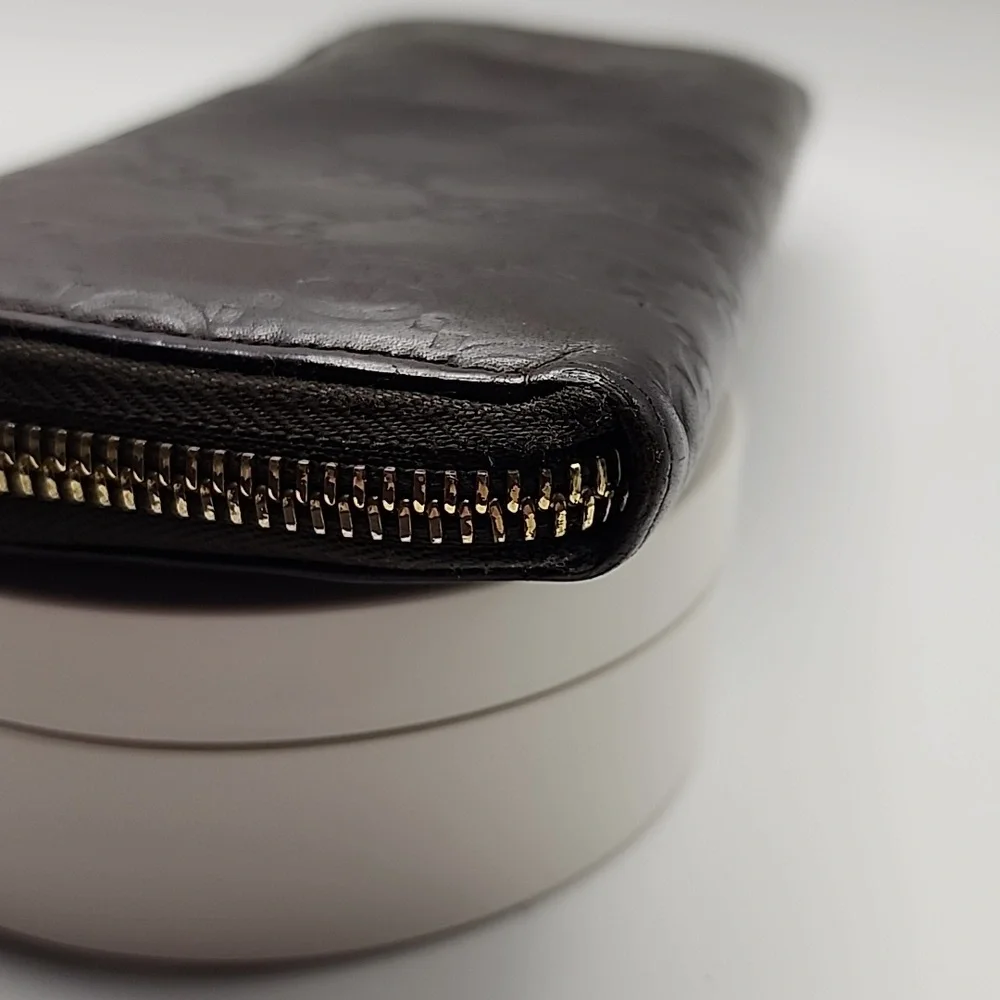 Gucci Dark Brown GG Embossed Leather Wallet Guccissima With‎ COA